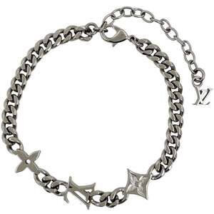 LOUIS VUITTON Silver Monogram Charm Bracelet